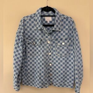 Checkered Pattern Denim Jacket